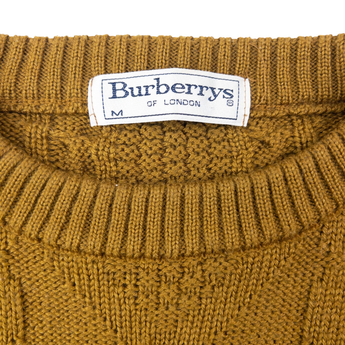 Vintage 90s Burberry Embroidered Cable Knit Jumper Size M