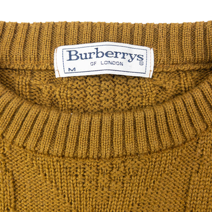 Vintage 90s Burberry Embroidered Cable Knit Jumper Size M