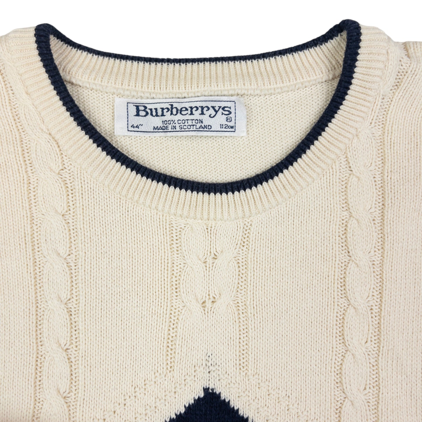 Vintage Burberry Embroidered Cable Knit Jumper Size XL
