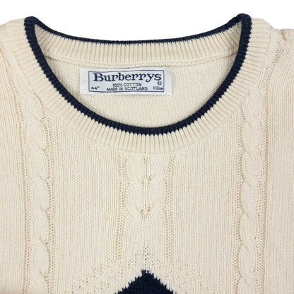 Vintage Burberry Embroidered Cable Knit Jumper Size XL