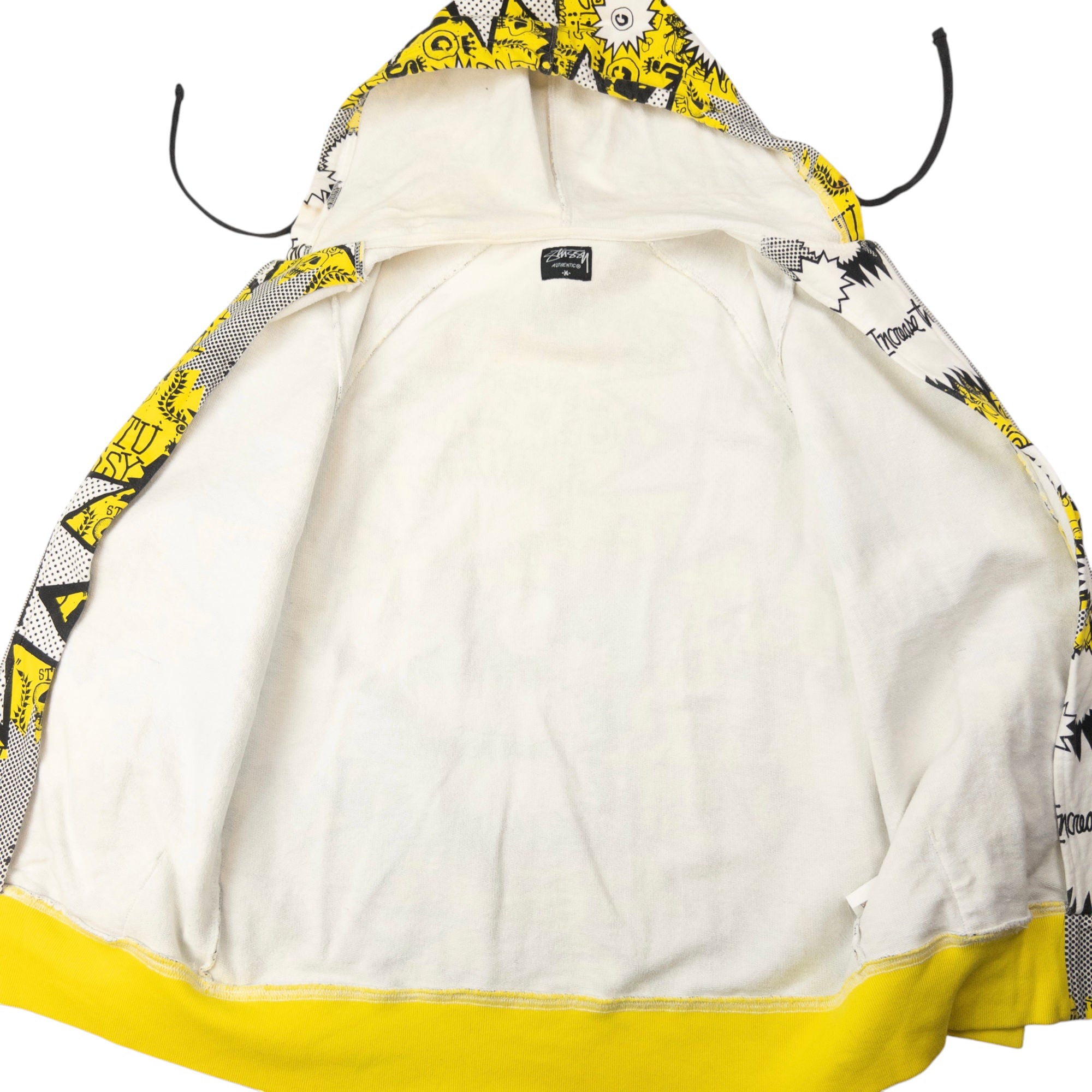 Vintage Stussy Comic Graffiti Zip Up Hoodie Size M