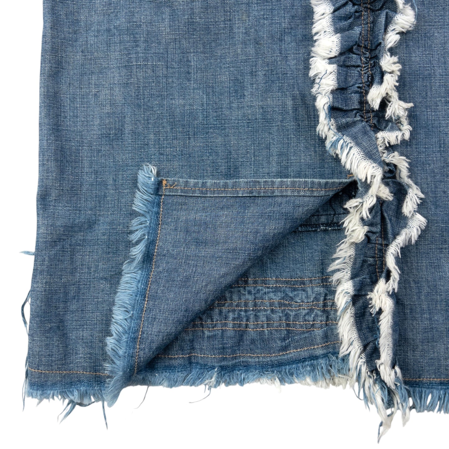 Vintage 2000s Cabane De Zucca By Issey Miyake Denim Ruffle Skirt Womens Size W29