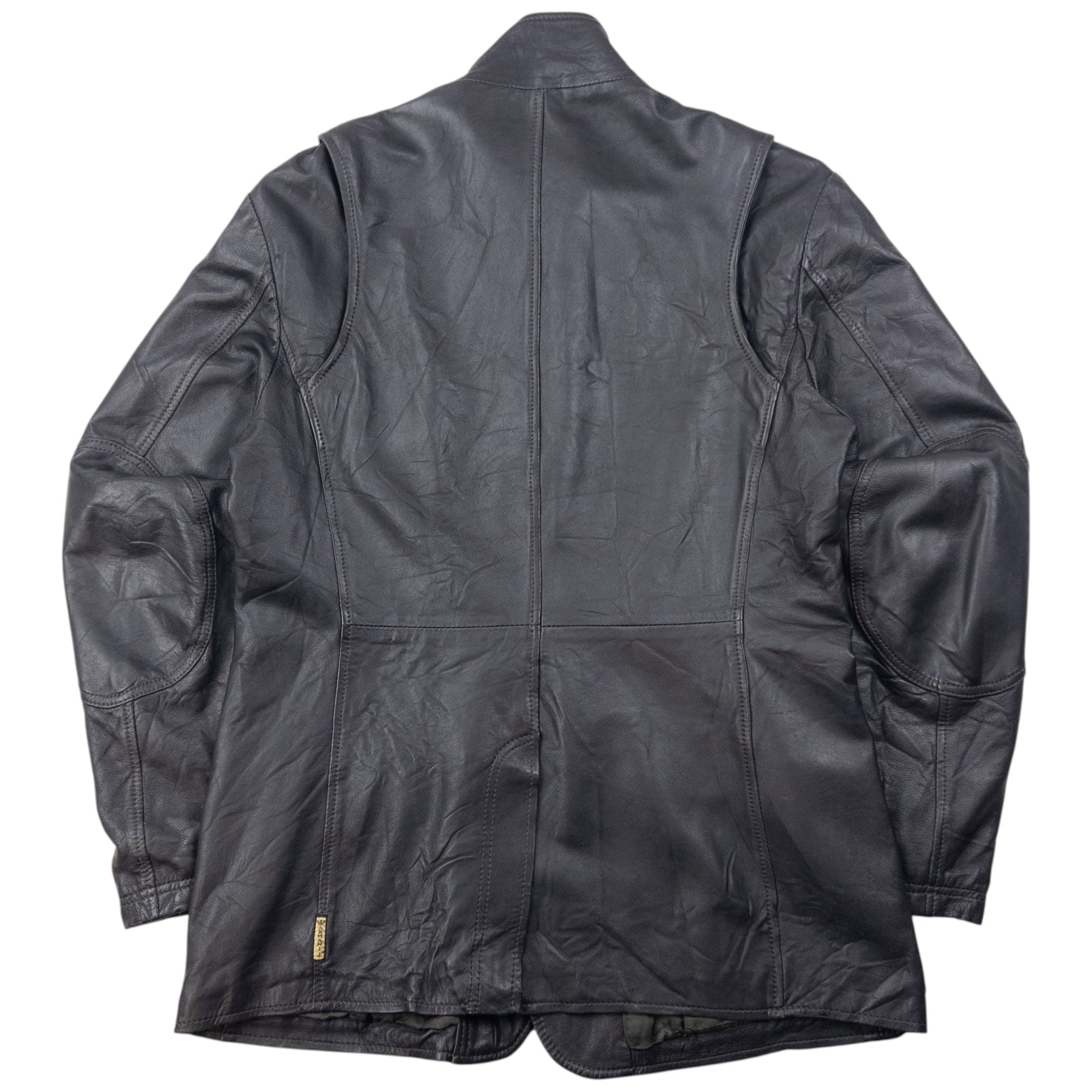 Vintage Armani Jeans Zip Up Leather Jacket Size M