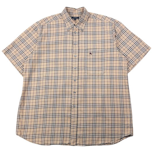 Vintage Burberry Nova Check Short Sleeve Button Up Shirt Size XL