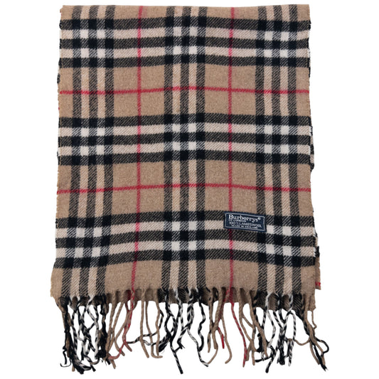 Vintage Burberry Nova Check Lambswool Tassel Scarf
