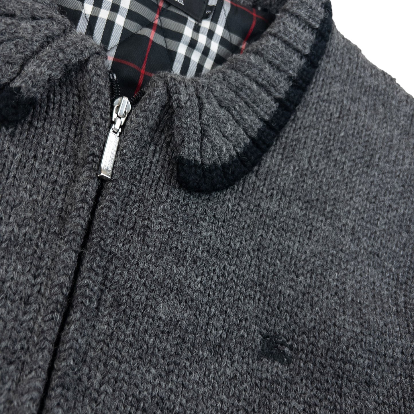 Vintage 2000s Burberry Black Label Nova Check Lined Wool Knit Jacket Size S