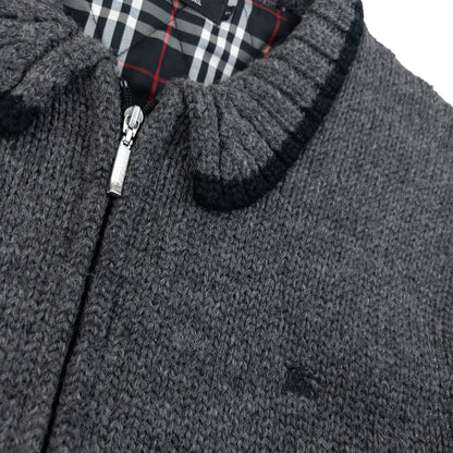Vintage 2000s Burberry Black Label Nova Check Lined Wool Knit Jacket Size S