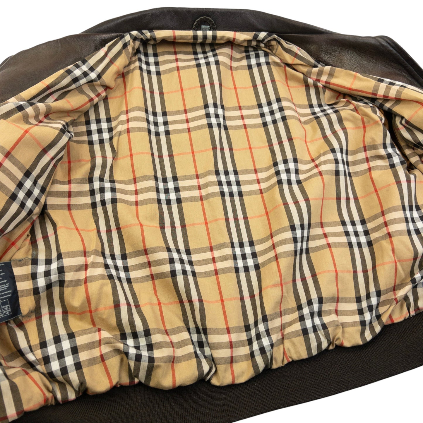 Vintage 2000s Burberry Nova Check Lined Leather Jacket Size XL