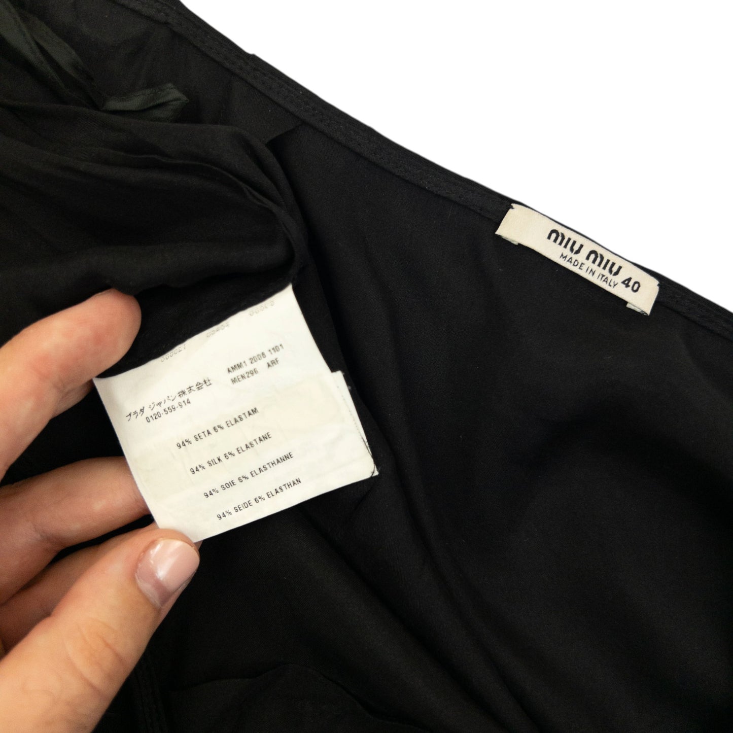 Vintage 2008 Miu Miu Silk Mini Skirt Womens Size W27