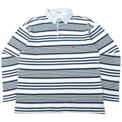 Vintage 90s Burberry Striped Long Sleeve Polo Shirt Size L