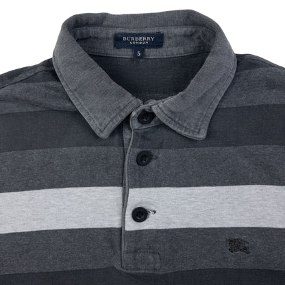 Vintage Burberry Striped Long Sleeve Polo Shirt Size M