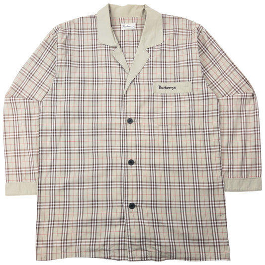 Vintage 90s Burberry Nova Check Long Sleeve Button Up Pyjama Shirt Size M