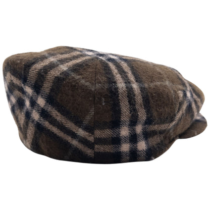Vintage 90s Burberry Nova Check Wool Flat-Cap Hat