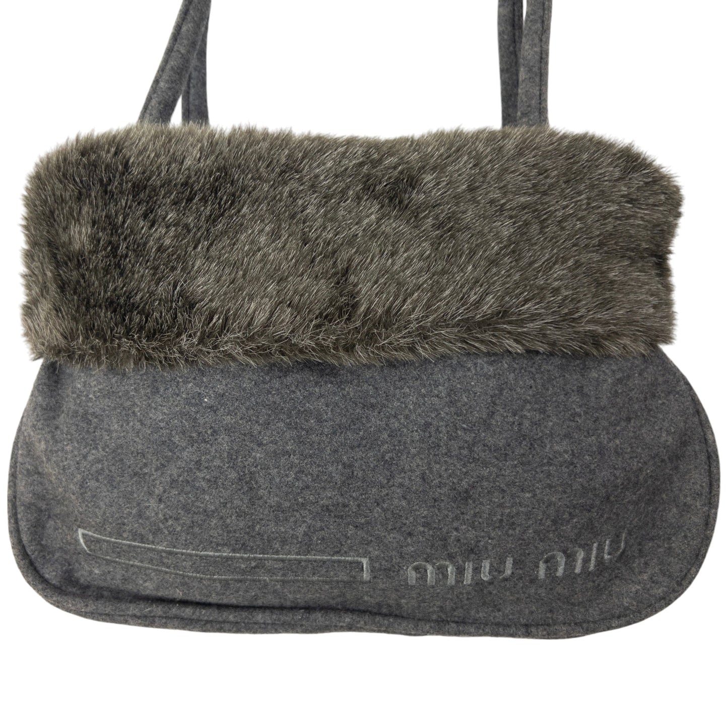 Vintage Miu Miu Fur Trim Shoulder Bag