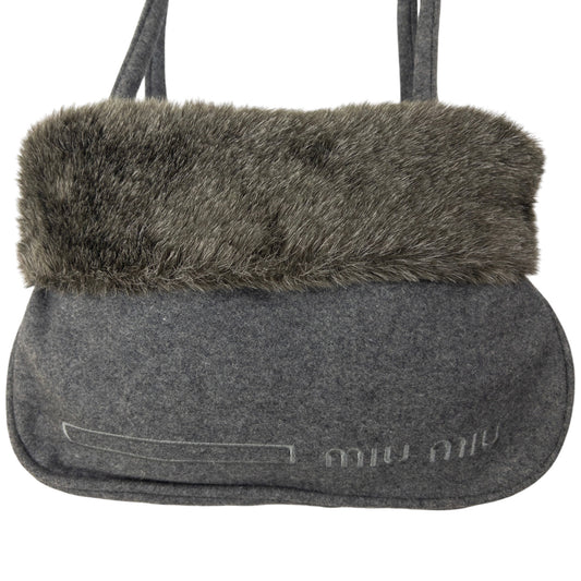 Vintage Miu Miu Fur Trim Shoulder Bag