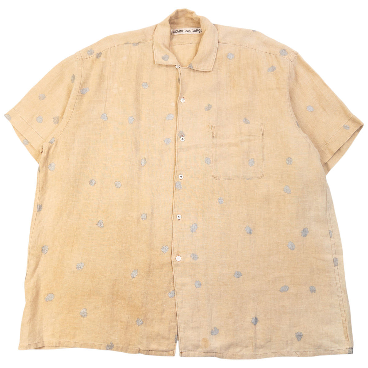 Vintage 90s Comme Des Garçons Polka Dot Button Up Linen Shirt Size XXL