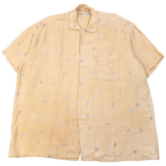 Vintage 90s Comme Des Garçons Polka Dot Button Up Linen Shirt Size XXL