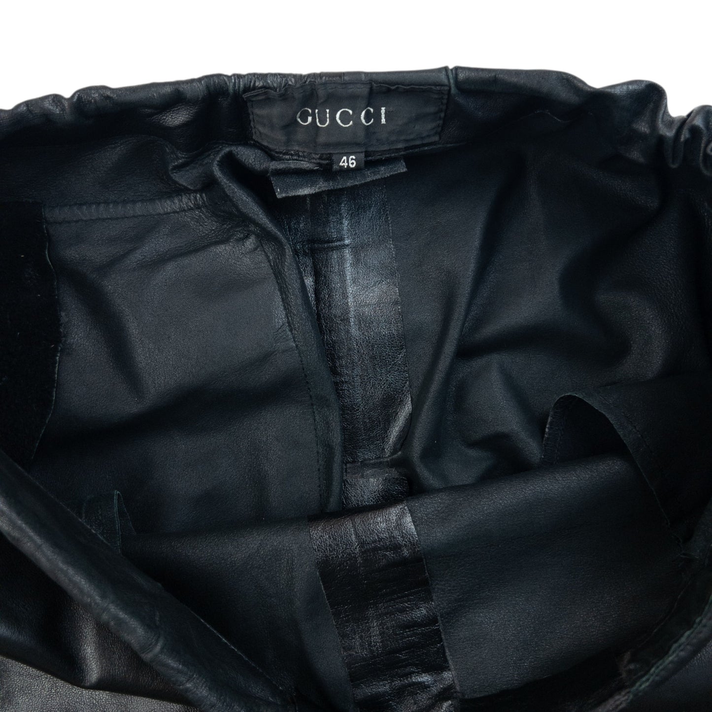 Vintage 2000s Gucci By Tom Ford Zip Cuff Leather Trousers Size L