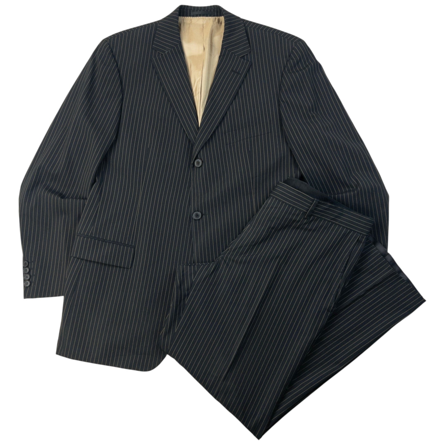 Vintage 2000s Hugo Boss Rossellini Movie Pinstripe Jacket & Trousers Suit Set Size XL
