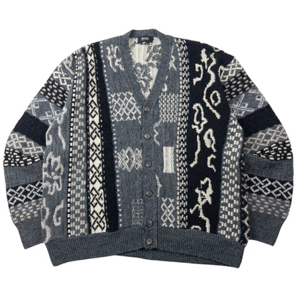 Vintage 90s Hugo Boss Pattern Wool Knit Cardigan Size L