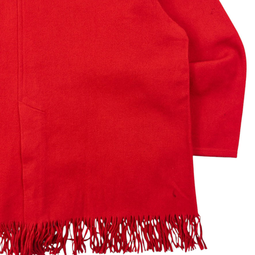 Vintage 90s Yohji Yamamoto Fringe Trim Wool Jacket in red, photo 6
