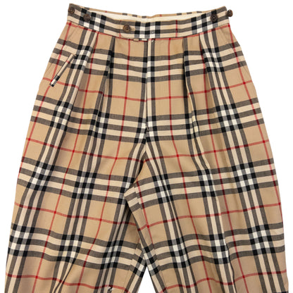 Vintage 80s Burberry Nova Check Pleated Trousers Size W26