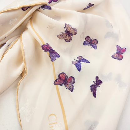 Vintage 2000s Dior Butterfly Print Silk Scarf