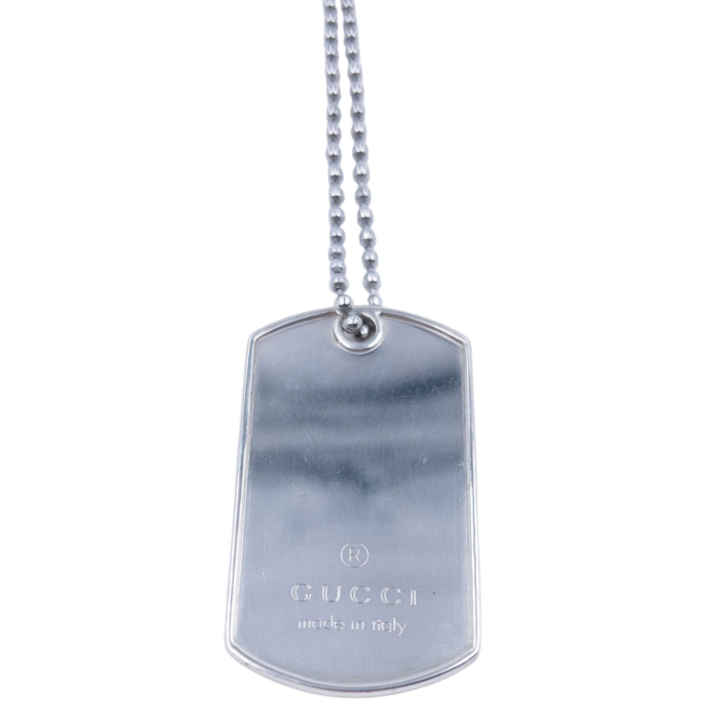 Vintage 2000s Gucci Embossed Dog Tag Necklace