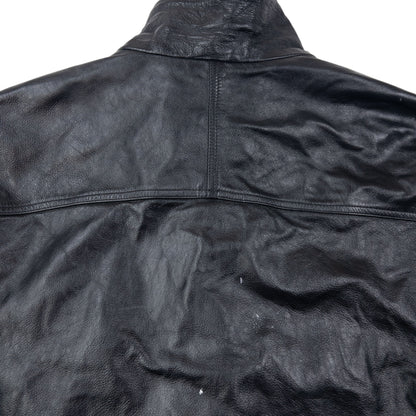 Vintage 80s Armani Jeans Zip Up Leather Jacket Size XL