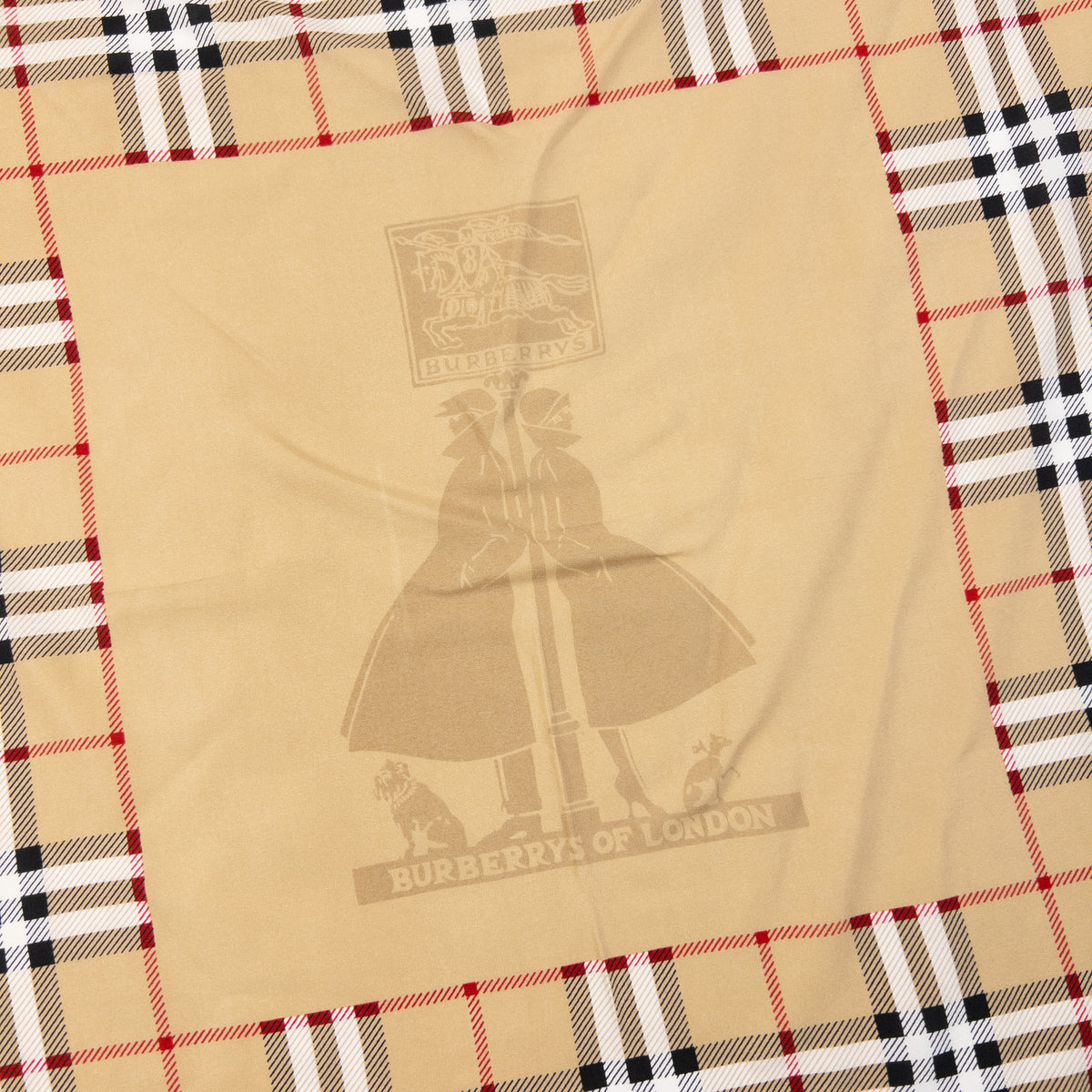 Vintage 90s Burberry Nova Check Silk Scarf in beige, photo 4