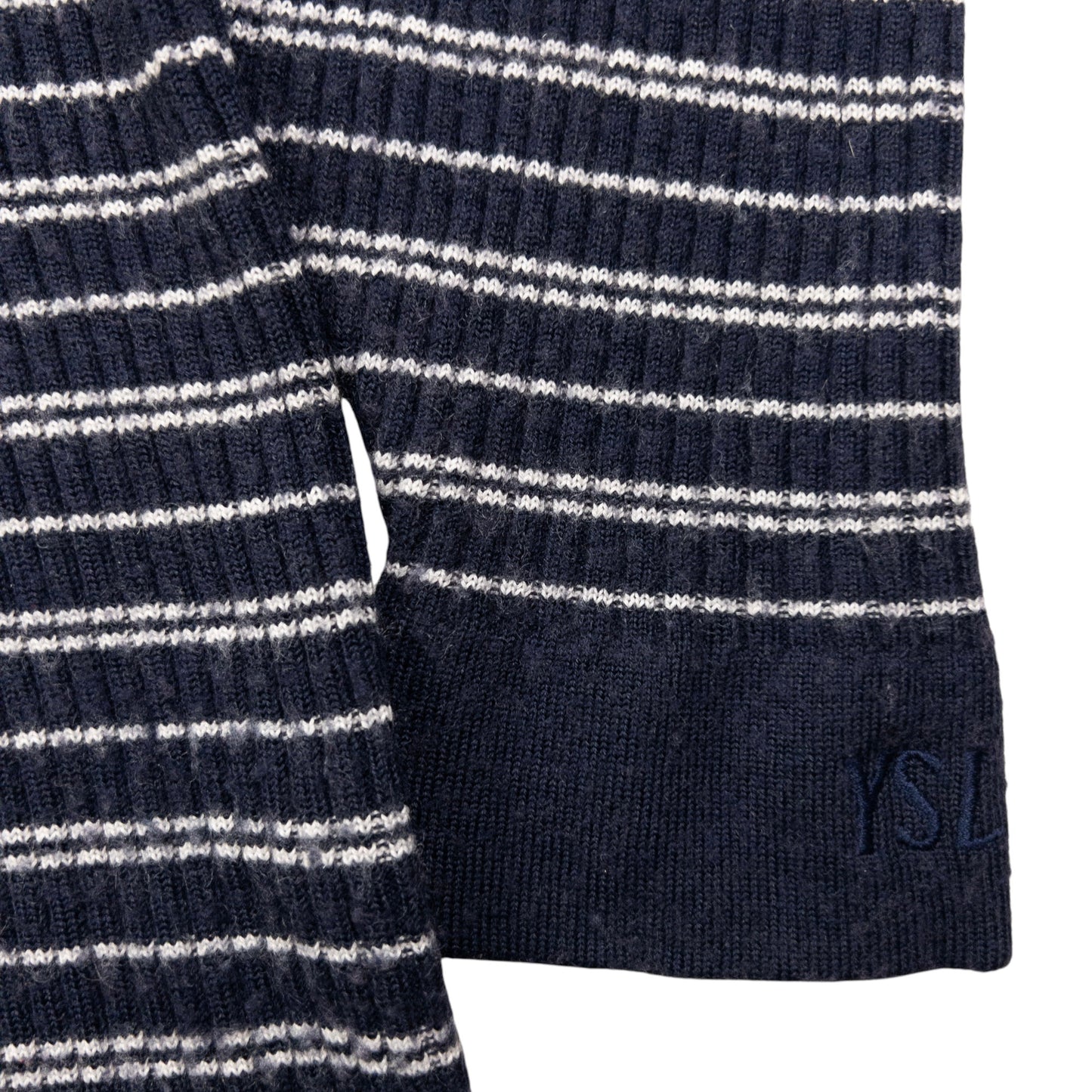 Vintage YSL Yves Saint Laurent Striped Ribbed Turtleneck Jumper Size M