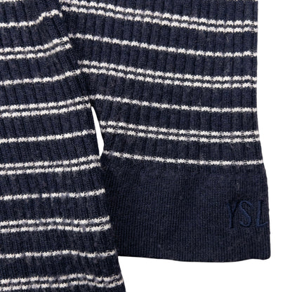 Vintage YSL Yves Saint Laurent Striped Ribbed Turtleneck Jumper Size M