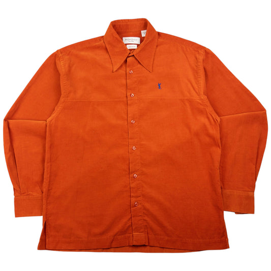 Vintage YSL Yves Saint Laurent Long Sleeve Button Up Corduroy Shirt Size M