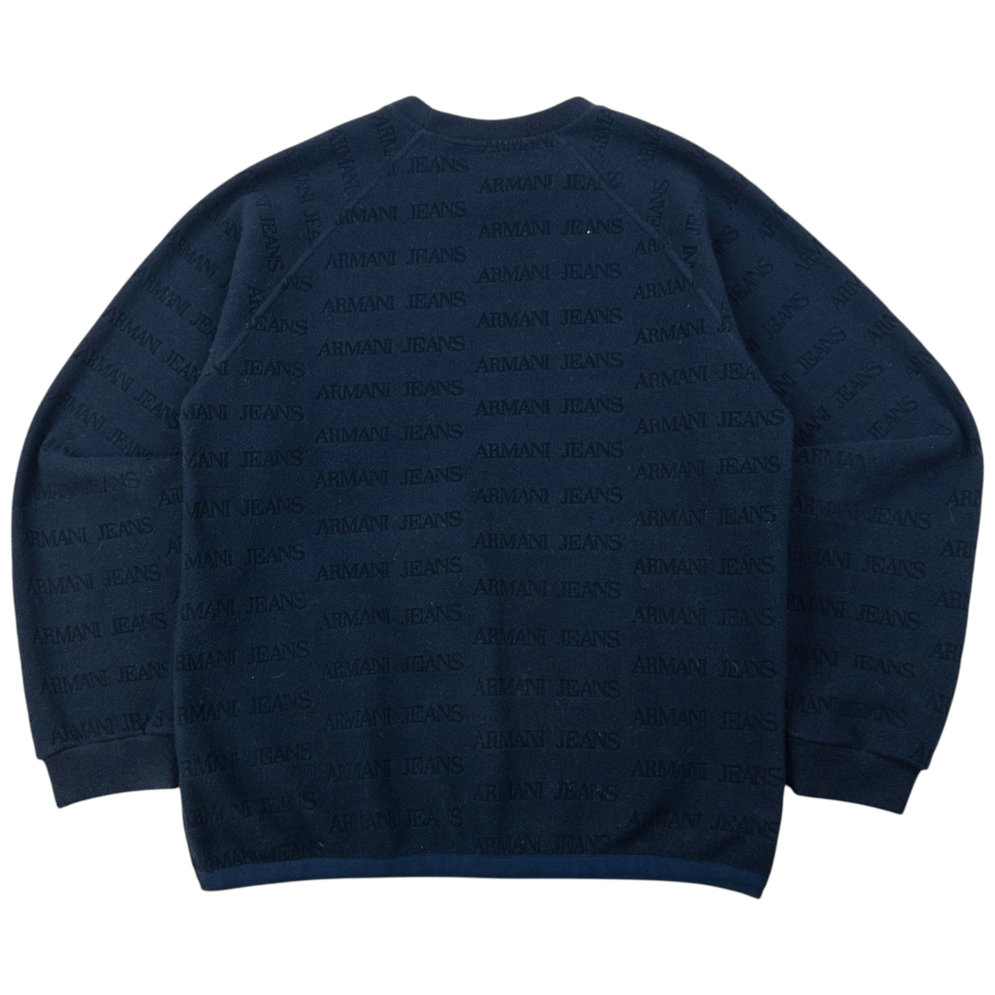 Vintage 90s Armani Jeans Monogram Fleece Sweatshirt Size M