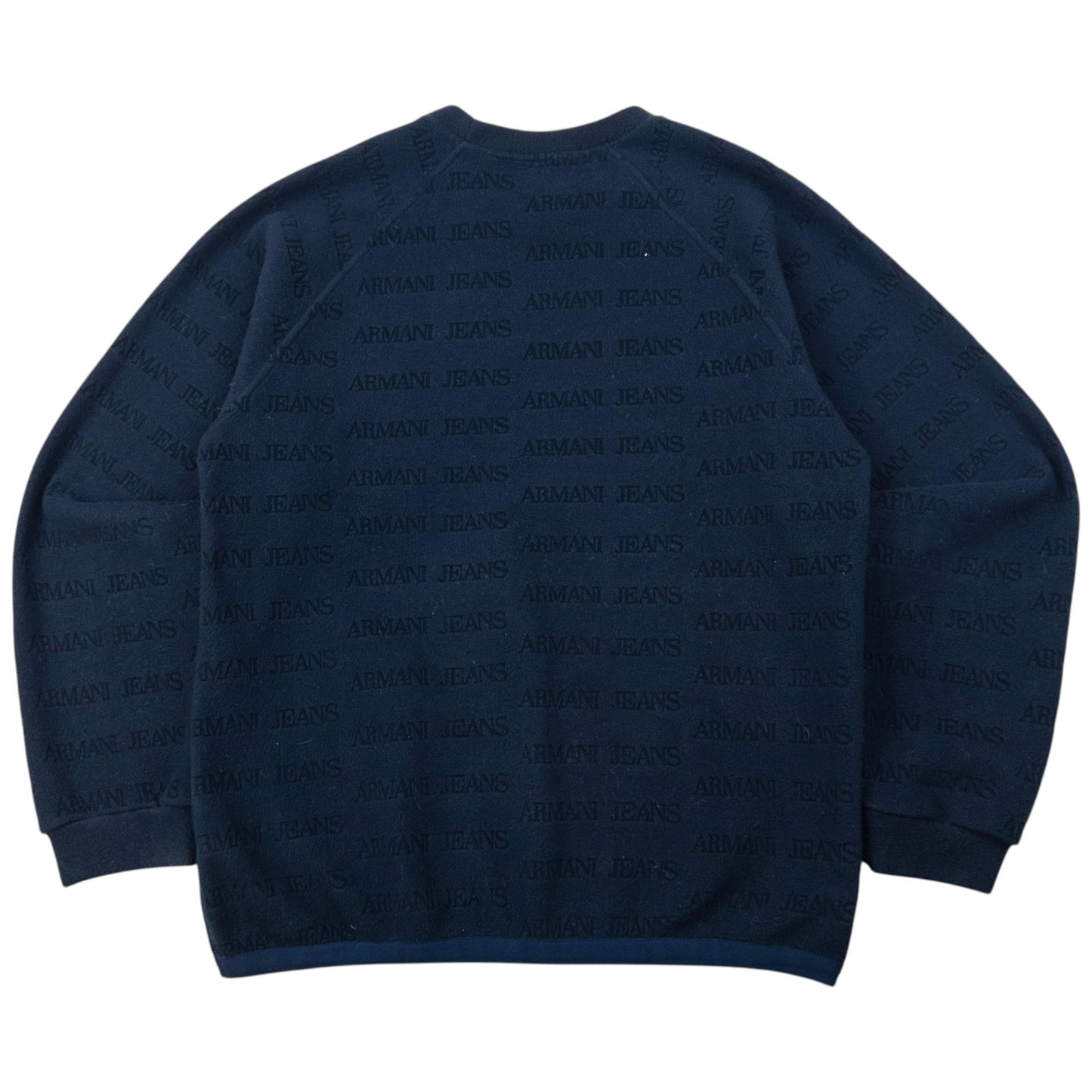 Vintage 90s Armani Jeans Monogram Fleece Sweatshirt Size M