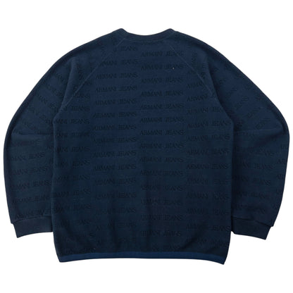 Vintage 90s Armani Jeans Monogram Fleece Sweatshirt Size M