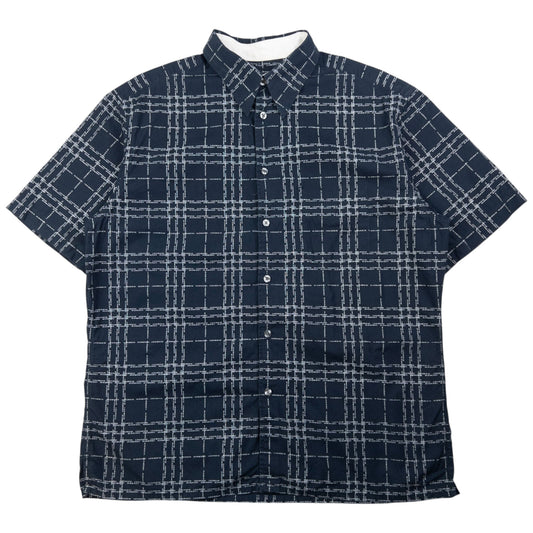Vintage Burberry Nova Check Text Short Sleeve Button Up Shirt Size L