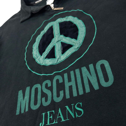 Vintage 90s Moschino Jeans Peace Sign Q Zip Sweatshirt Size L