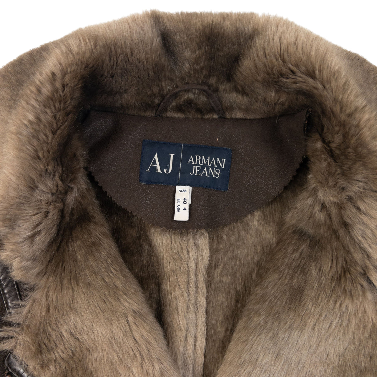 Vintage 2000s Armani Jeans Fur Lined Suede Jacket Womens Size S