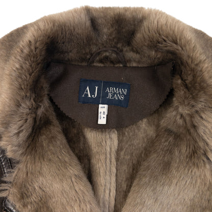 Vintage 2000s Armani Jeans Fur Lined Suede Jacket Womens Size S