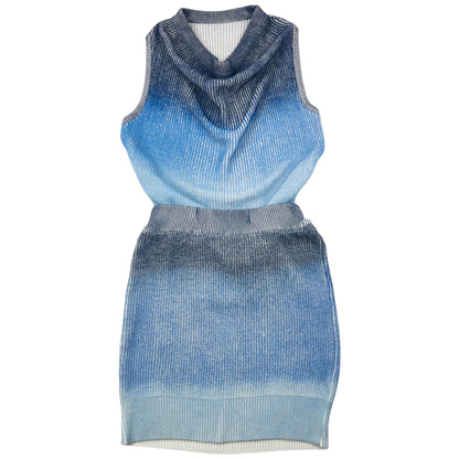 Vintage 80s Issey Miyake Gradient Knit Top & Skirt Set Womens Size M