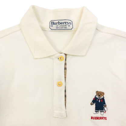 Vintage 90s Burberry Nautical Bear Long Sleeve Polo Shirt Womens Size S