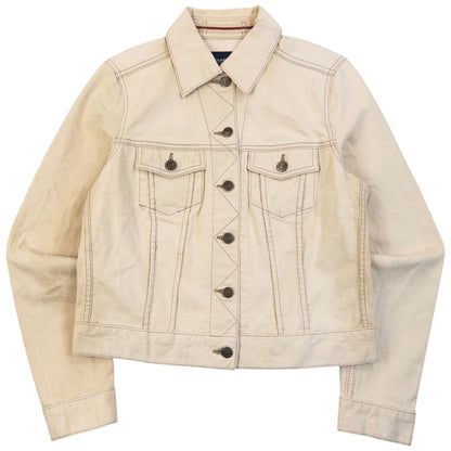 Vintage 2000s Burberry Button Up Jacket in beige, embossed fastenings