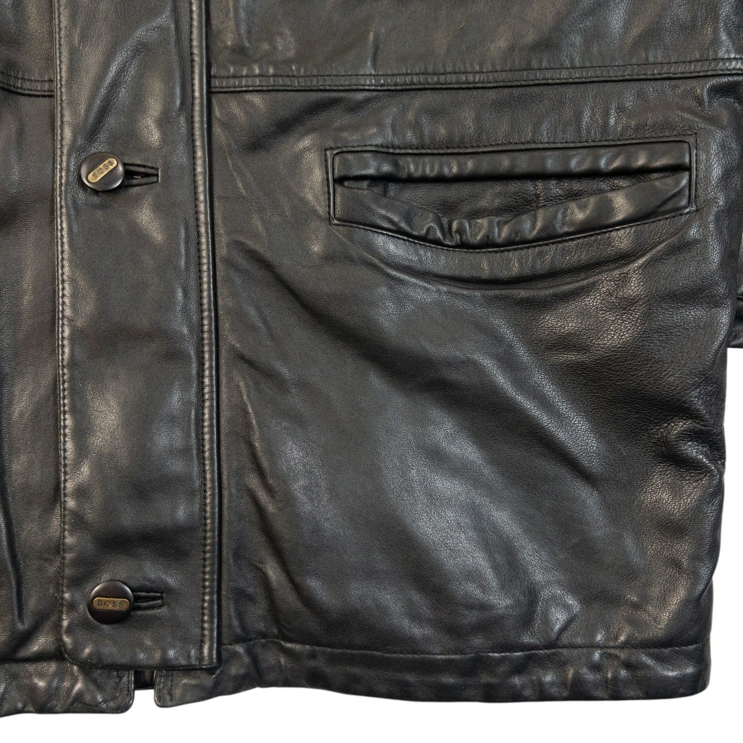 Vintage 90s Hugo Boss Zip Up Leather Jacket Size L