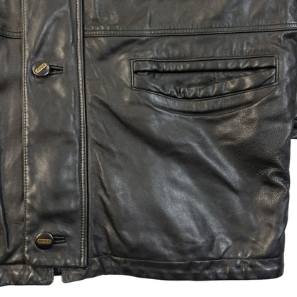 Vintage 90s Hugo Boss Zip Up Leather Jacket Size L