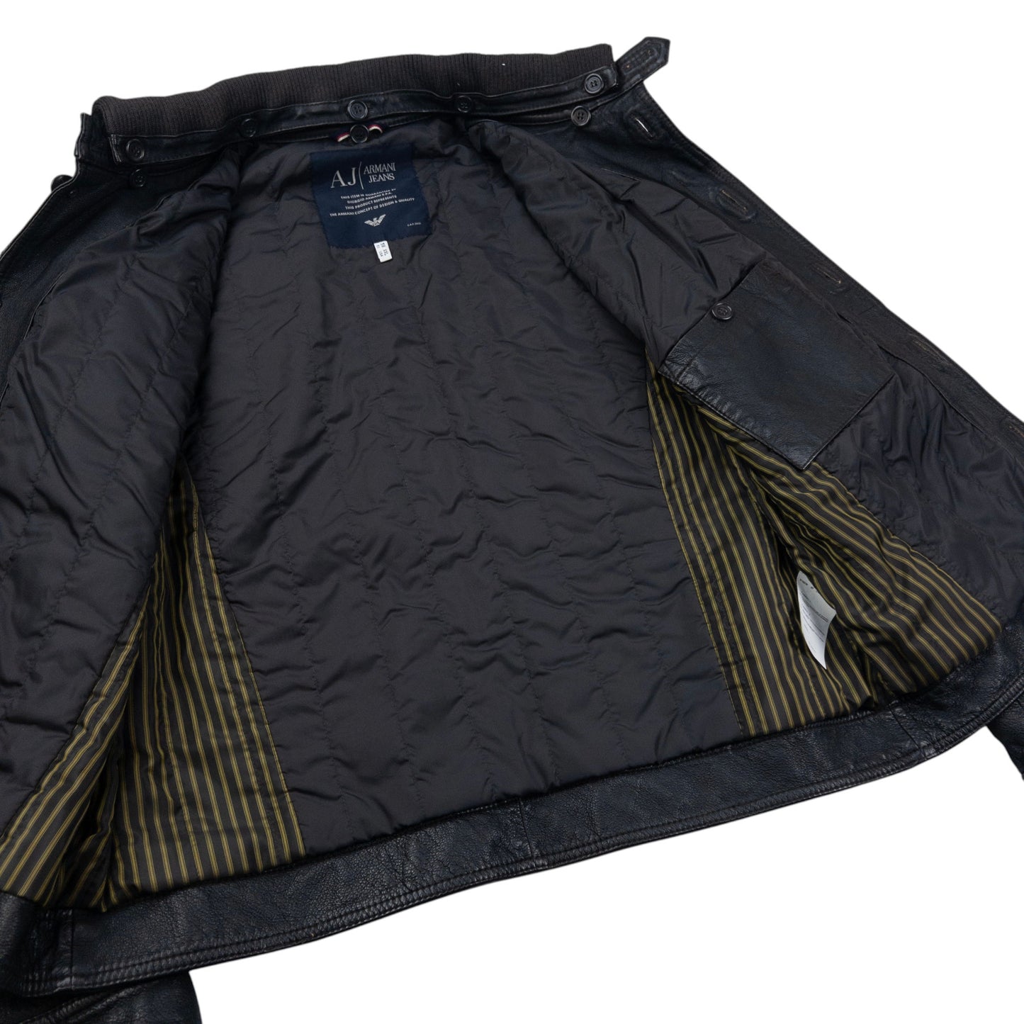 Vintage 2000s Armani Jeans Button Up Leather Jacket Size M