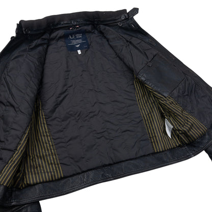 Vintage 2000s Armani Jeans Button Up Leather Jacket Size M