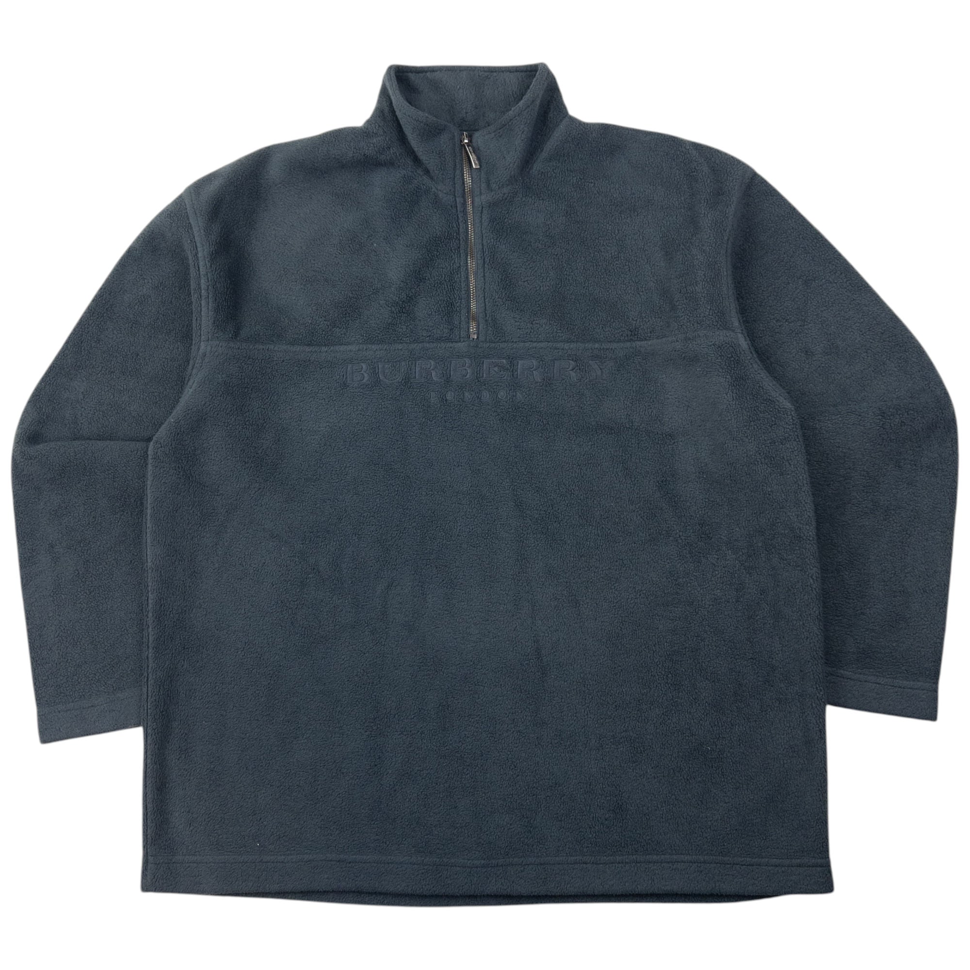 Vintage Burberry Embroidered Q Zip Fleece Sweatshirt Size L