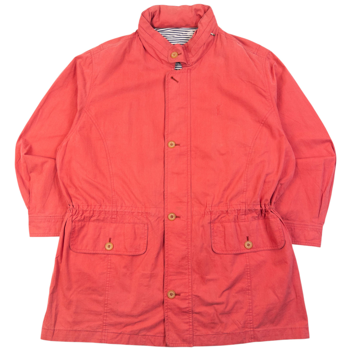 Vintage 80s YSL Yves Saint Laurent Zip Up Jacket in red, adjustable drawstring