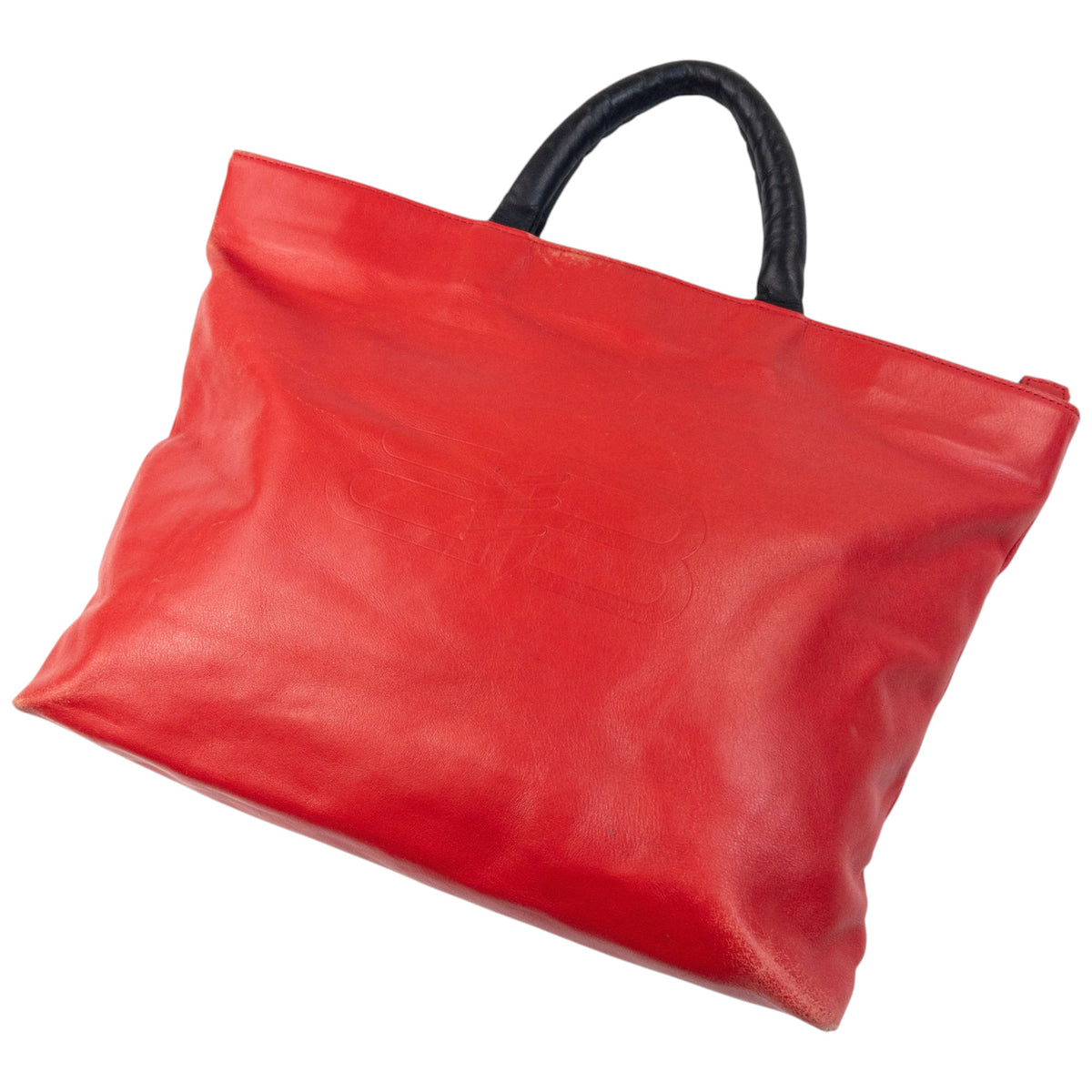 Vintage 90s Balenciaga Logo Leather Handbag